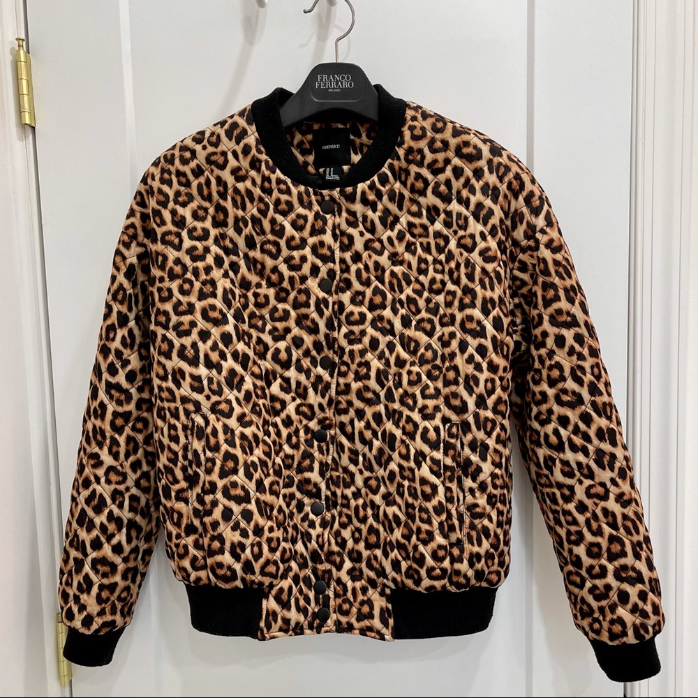 Forever21 Leopard Bomber Jacket